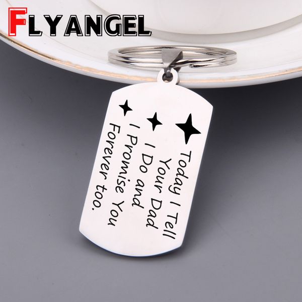 

stepmom gift blended family keychain engraved today i tell your dad i do and promise you forever dog tag fahion charm bag tag, Silver