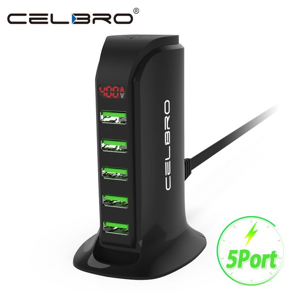 

5 ports deskmultiple usb charger led display multi usb chargers hub for smart phone smartphone universal usb charging tower