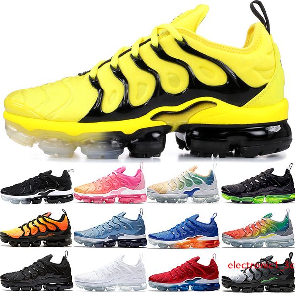 

tn plus mens women running shoes sunset be true yellow triple black white hyper red men trainer sport sneaker size 5.5-11