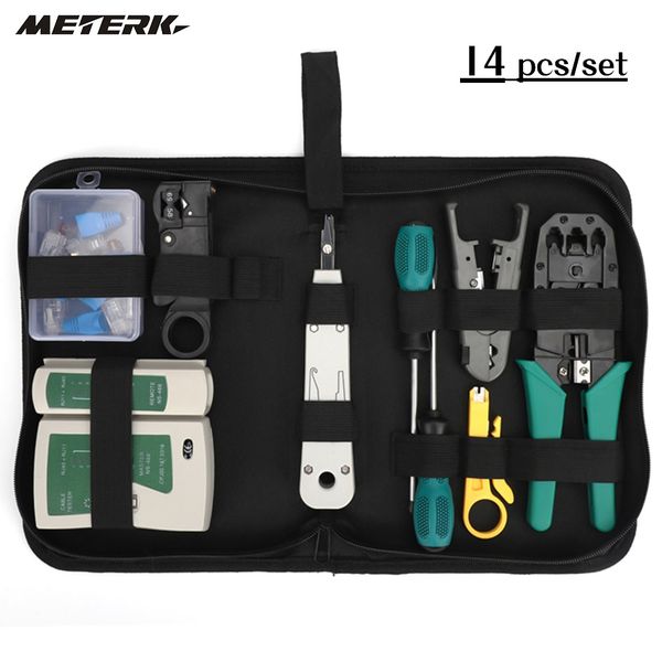 

14pcs/set network cable tester kit professional network tool kit repair tool net computer maintenance tools with storage pouch