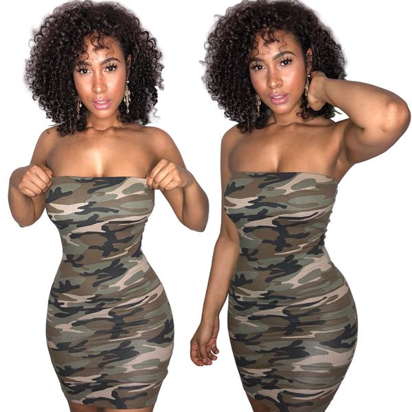 

style corset digital print camouflage nightclub buttock wrap dress, Black;pink
