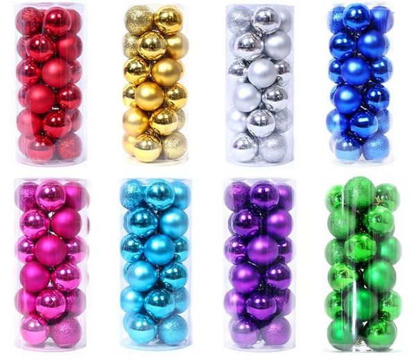 

24pcs barrel christmas tree pendant decoration christmas balls supplies electroplating plastic ball for emporium celebration ing