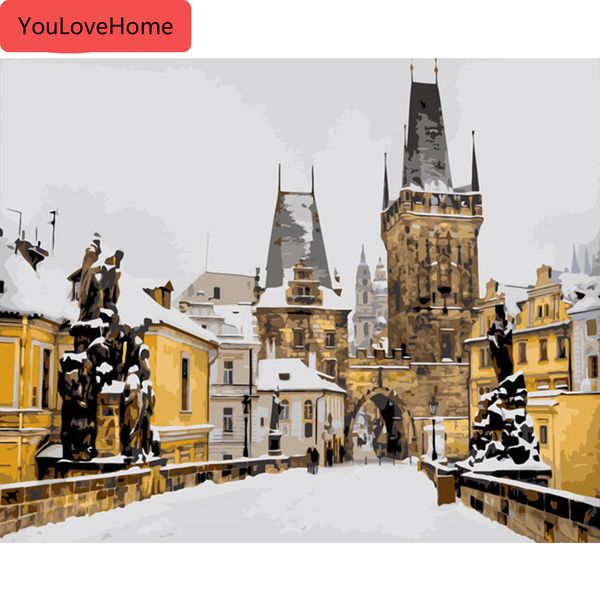 

painting by numbers winter landscape drawing on canvas handpainted snow art picture kits diy gift home decoration