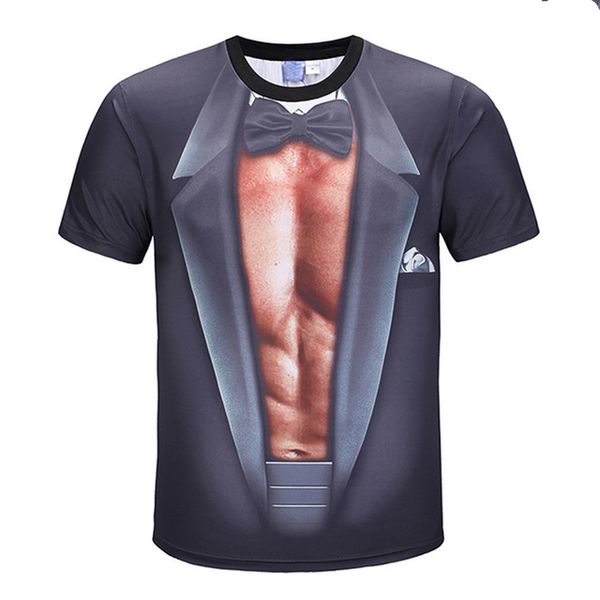 

dressing2020 смешная футболка мужской искусственный смокинг костюм мышцы 3d печати футболка с коротким рукавом 3d футболка летний фитнес муж, White;black