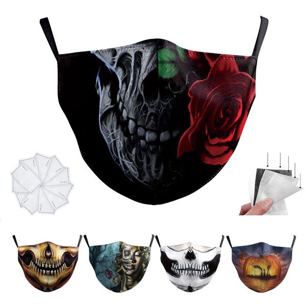 

dhl designer luxury face mask skull flag digital sports halloween party cosplay masks reusable dust warm windproof cotton festive mask
