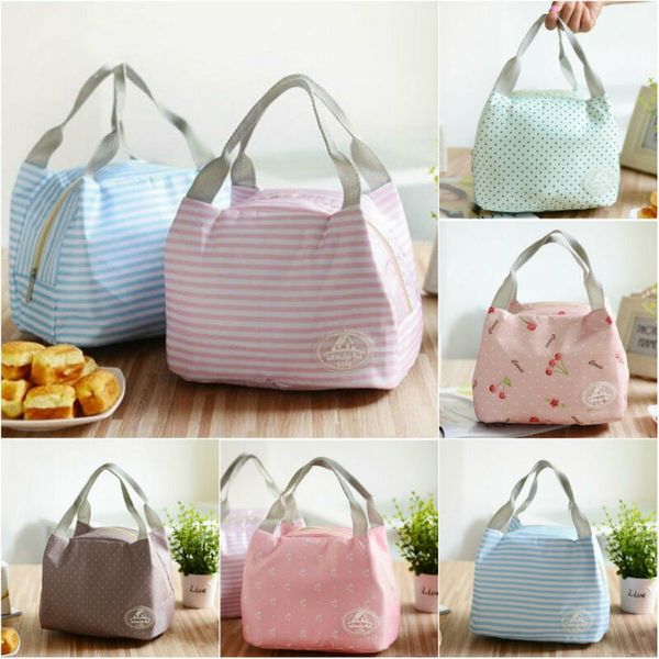 

noenname- 2019 portable insulated thermal cooler lunch bag picnic storage box pouch tote travel carry storage, Blue;pink
