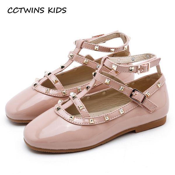 

cctwins kids shoes 2019 kids autumn dress shoes baby girls fashion rivets pink mary jane flats children sweet brand shoes gm2442, Black;grey