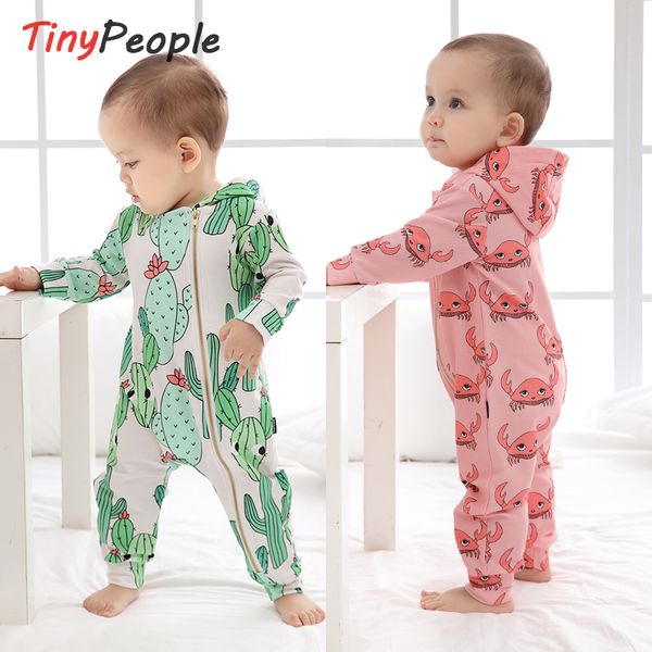 

tinypeople baby rompers autumn cotton hooded newborn boys onesie girls winter clothes infant baby clothing long sleeve jumpsuits t200325, Blue;gray