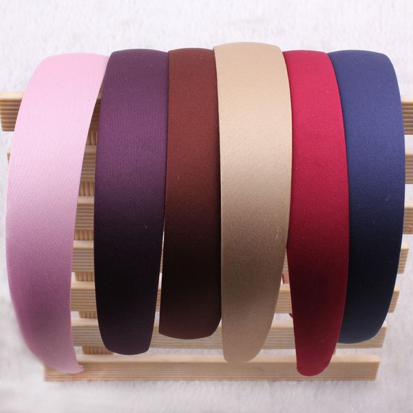 

1pc plastic fashion canvas wide headband solid bezel hairbands satin covered resin hair accessories for woman girls