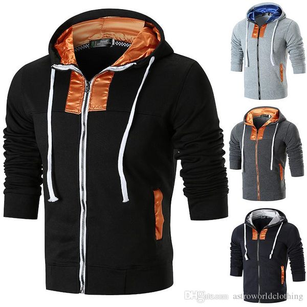 

men cardigan designer hoodies autumn patchwork long sleeve skinny mens sweatshirts fashion mens clothing, Black