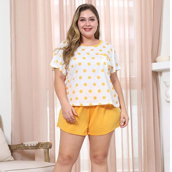

women sleepwear set nightwear set pajamas casual clothing plus size short sleeve shorts ropa de casa nightclothes #w, Black;red