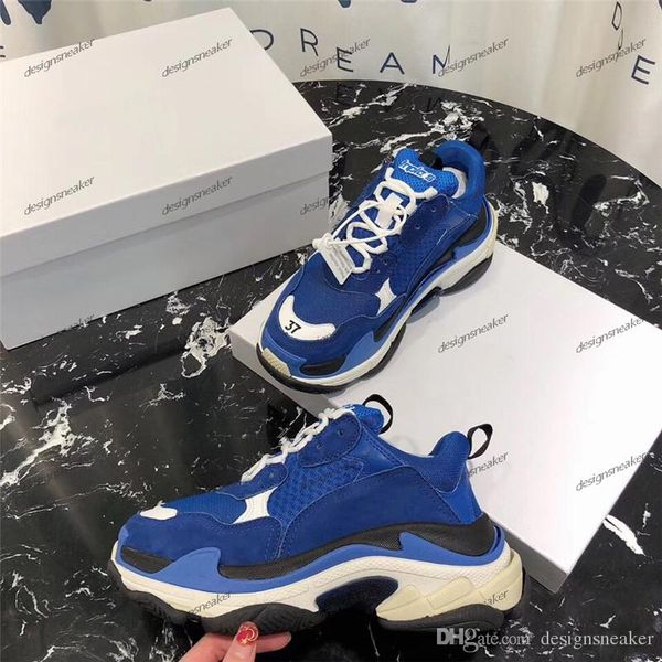 

2019 multi luxury triple s designer low old dad sneaker combination soles boots mens womens fashion casual shoes high size 35-45, Black