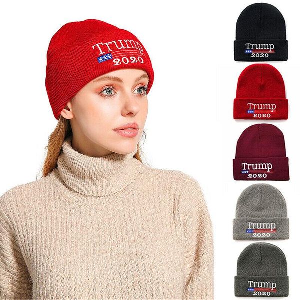 

дональд трамп 2020 winter knit cap make america great beanie теплый лыжный hat рождество дональда трампа, White