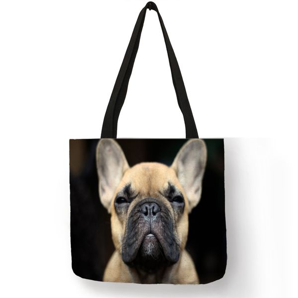 

shopping bags french bulldog travel custom reusable handbag women shoulder cloth pouch foldable girl olils large linen bag
