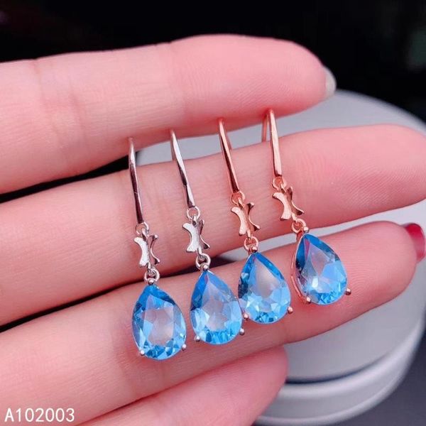 

kjjeaxcmy fine jewelry 925 sterling silver inlaid natural blue z female earrings eardrop support detection, Golden;silver