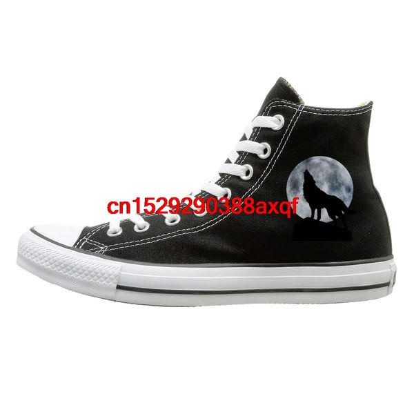 

casual shoes boys and girls sports shoes wolf under the moon canvas shoes high sport black sneakers style