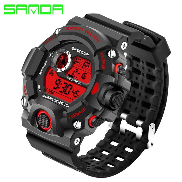 

sanda men's watch new outdoor casual digital watch fashion men's sports led quartz clock relogio masculino, Slivery;brown