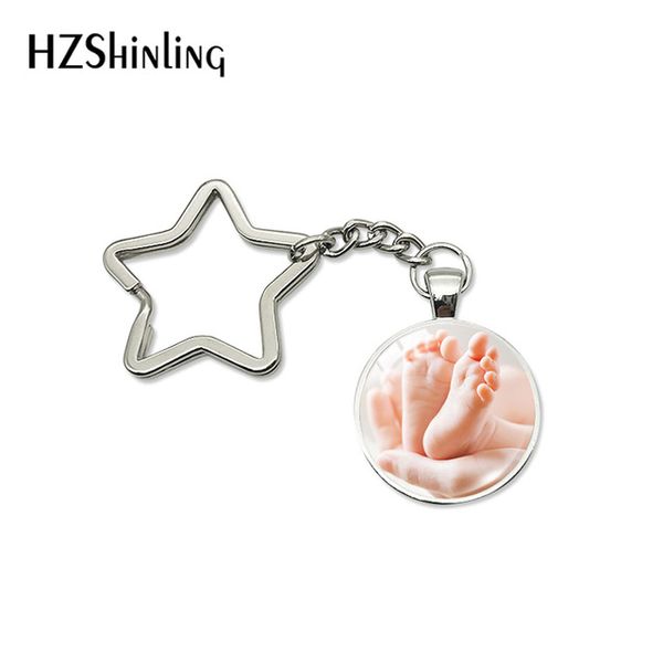 

new little baby's fist, hands and feet star keychains mom and dad love you handmade gifts for children jewelry, Silver