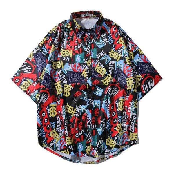 

men's casual shirts with short sleeves hawaiian beach shirt sleeve for fashion printed, White;black