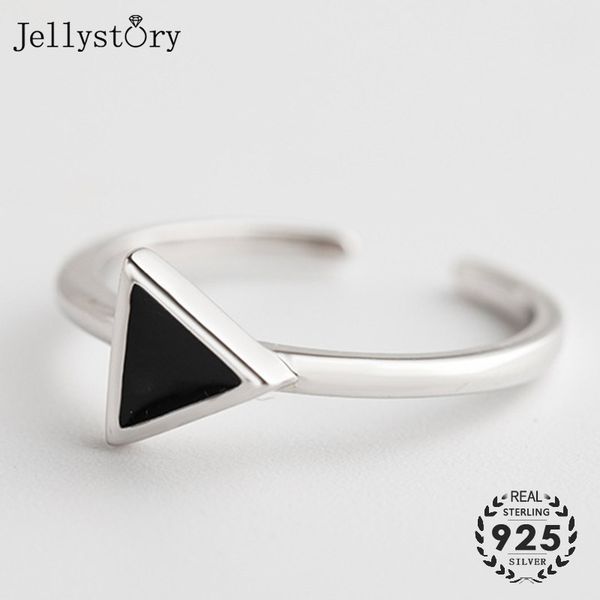

jellystory trendy 925 sterling silver ringstriangle shaped open ring for women fine jewellery wedding party gifts wholesale ring, Golden;silver