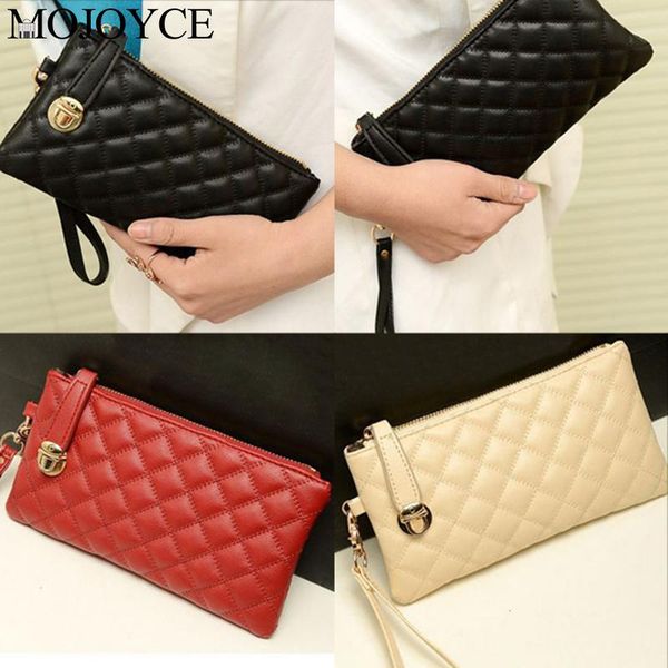 

fashion women zip wallets female matte pu leather clutch case lady excellent quality long handbag wallet purse evening party bag, Red;black