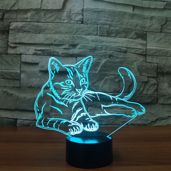 

3d acrylic cat lamp led touch night lights bedroom bedside light desk lamp colorful led night lamp for children birthday gift