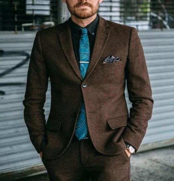 

браун tweed свадебный смокинги урожай елочка костюм мужчин осень-зима slim fit мужчины blazer jacket последние designs классические костюмы, White;black