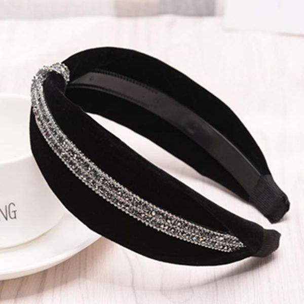 

black wide velvet headband women crystal hair headband not hard women girlsfriend gift velvet turban solid