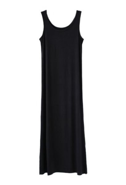 

tonwharÂ® women's girls' soft modal cotton long slim tank dress, Black;gray