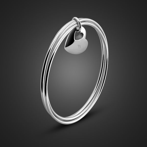 

fashion three combination sterling silver bracelets.women solid 925 silver bracelet.heart-shaped pendant bracelet.charm jewelry, Black