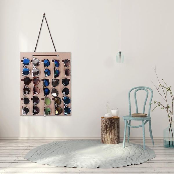 

15 slots felt sunglasses hanging storage bag convenient practical user-friendly design necklace jewelry display organizer