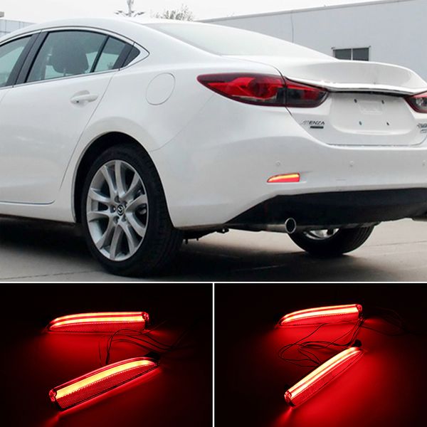 2ST Red Heckstoßstange Reflector Licht für Mazda 6 Atenza 2013 2014 2015 2016 LED-Licht Endstück-Bremsen-Nebel-Lampen-Heckbremsleuchte