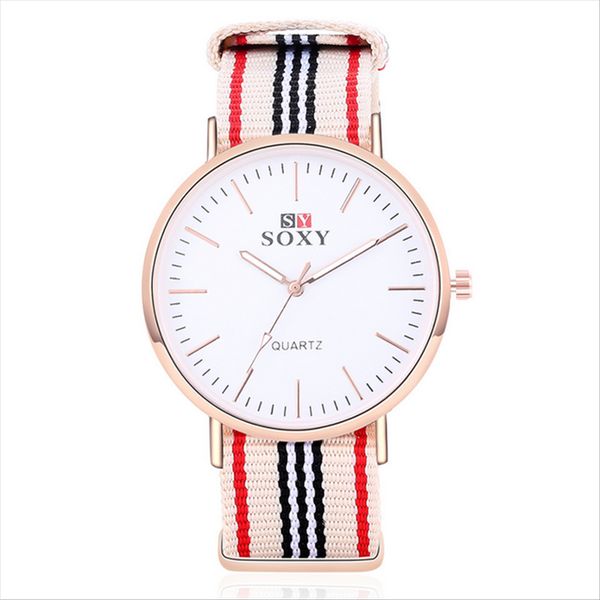 

fashion wristwatch for women men quartz timer nylon strap ladies watch new timepiece for boy girl, Slivery;brown