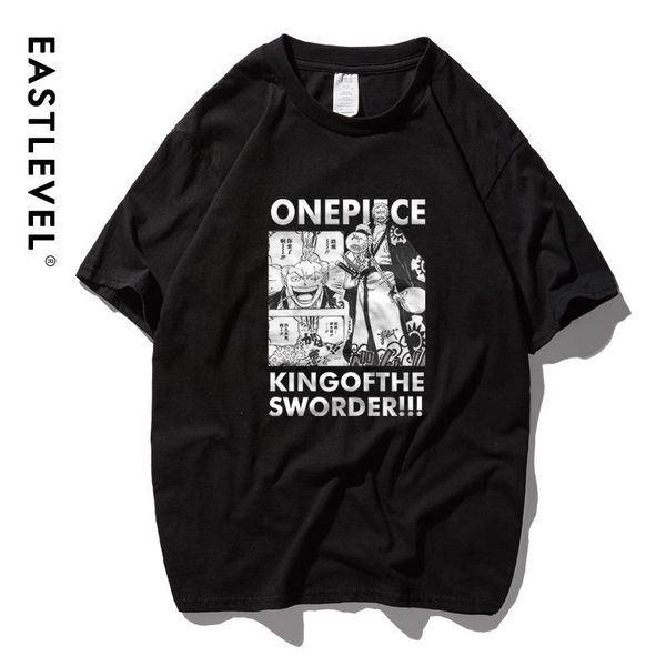 

men's t-shirt japanese anime one piece letter printing short sleeve cotton loose hip hop half sleeve new style, White;black