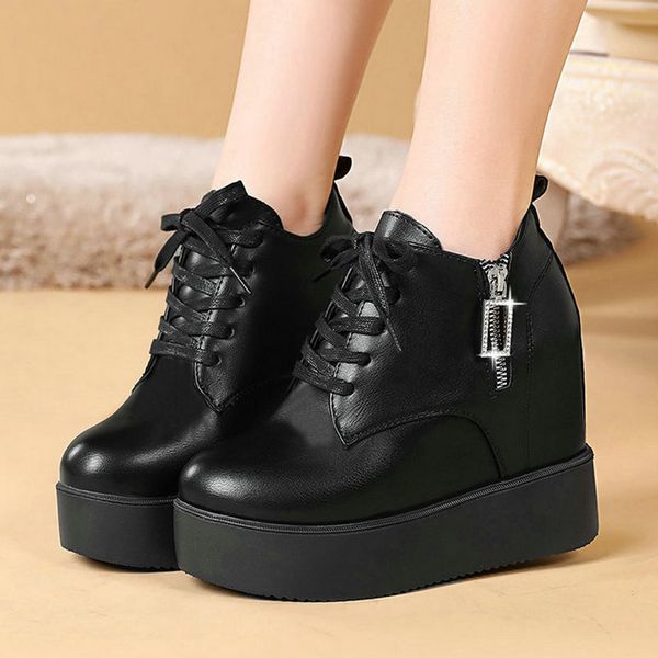 

nice new ankle rain boots women autumn crystal zipper black shoes woman height increasing heels college girls boot