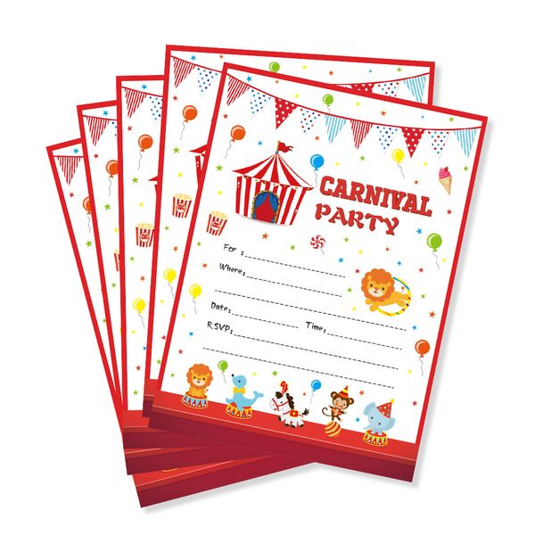 

carnival theme kids birthday party favors carnival circus party invitations cards cartoon animals invitation decorations