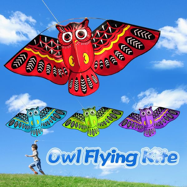 

43 x 20 inch colorful cartoon owl flying kite with kite line easy fly outdoor toy for children kids vlieger outdoor picnic tool hand grippe