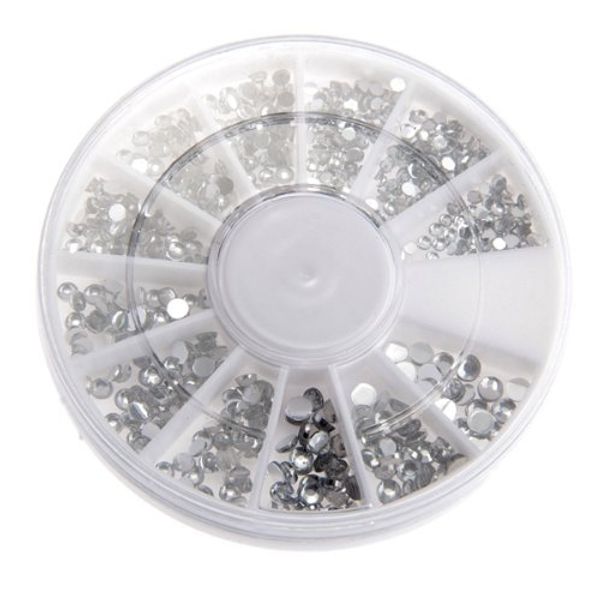 

300pcs mix round rhinestones nail art tips wheel 3d silver, Silver;gold