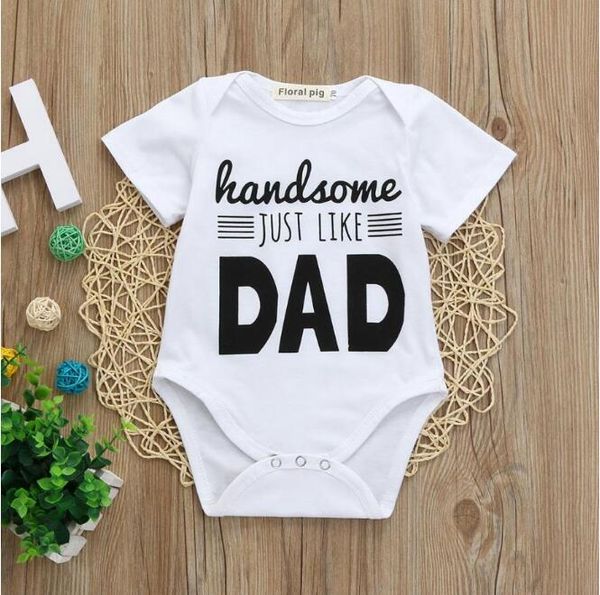 

2019 newborn infant baby boys girls letter print romper jumpsuit outfits clothes baby boys girls clothes, White