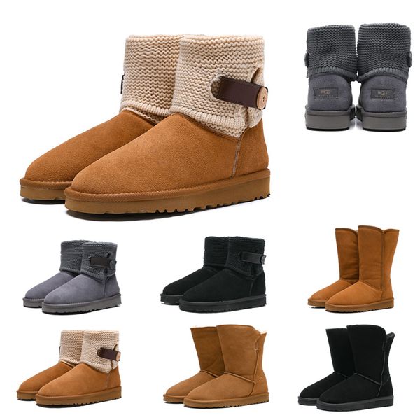 

2019 Australia Classic designer FOR women Snow Boots WGG short kneel boots GREY Short Winter Boots Crystal Butto US 5-10 Free shipping