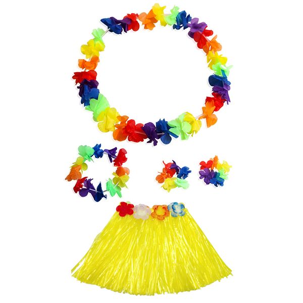 

kids girls hawaiian luau grass hula dance skirt headband costume suit for party