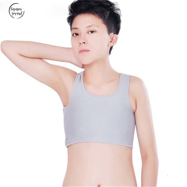 

0006 lesbian breathable buckle short chest breast binder trans vest plus size s 5xl sm les, Black;white