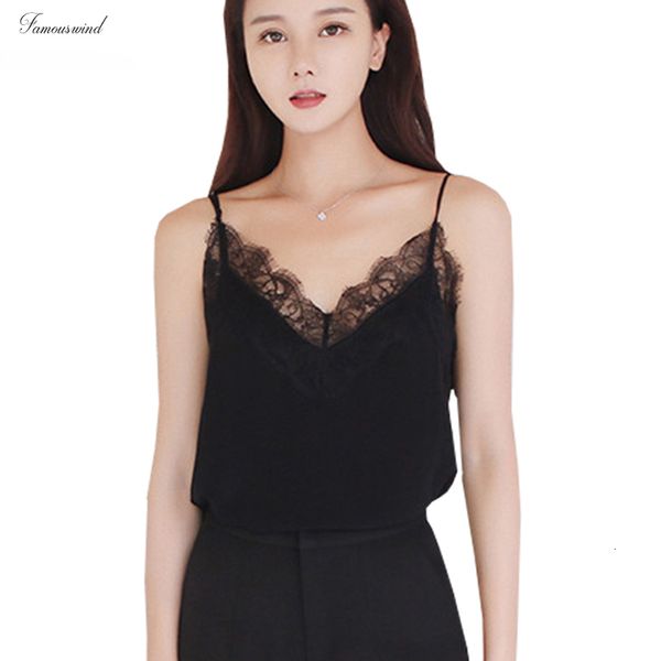 

lace camis tank women sleeveless ladies new polyester solid colour v neck shirt backless summer shirt female, White