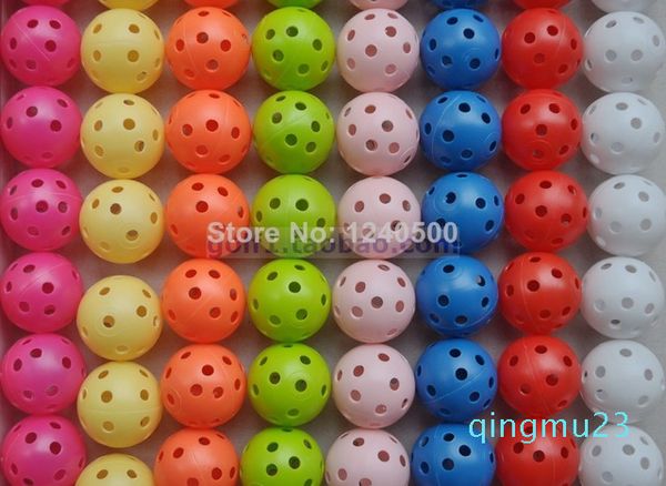 

wholesale- new 80pcs 8 colors air flow golf ball practice plastic perforated