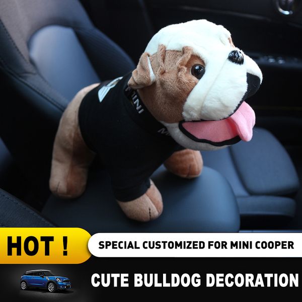 

bulldog ornament toy new fashion interior decoration cute lovely plush cotton toy for mini cooper one s jcw car accessories