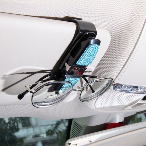 

creative car rotating car glasses clip card holder paper clip diamond-mounted glasses storage