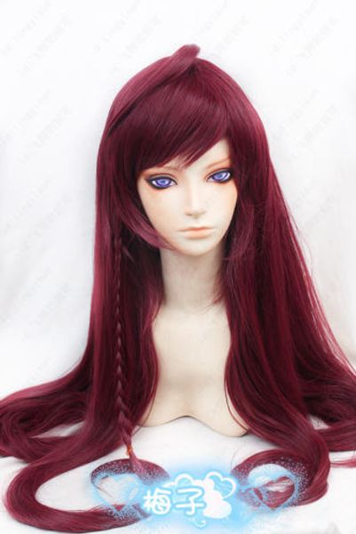 

the devil is a part-timer yusa emi 100cm long dark red straight cosplay wig, Black