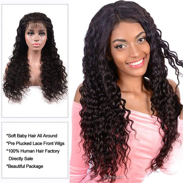 Deep Wave Wet And Wavy Human Hair Wigs 150 Density For Women