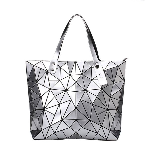 

bags for women 2018 diamond lattice geometry folding tote quilted shoulder bag sac bags casual laser handbags