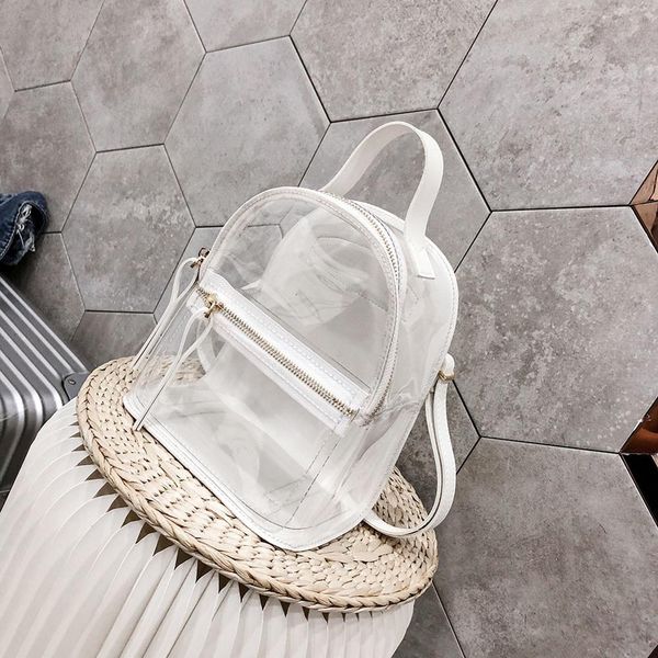 

transparent female backpack clear pvc lady rucksack teenager girl school bags mini soft women female casual bagpack mochilas